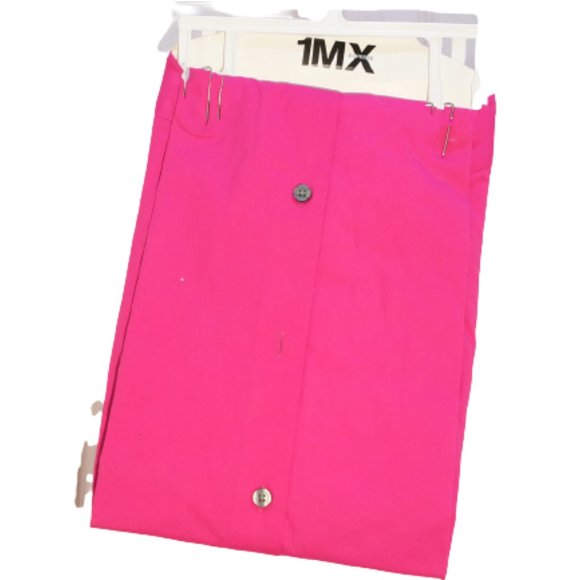 Express 1MX Mens Fitted Long Sleeve Cotton Solid Slim Dress Shirt Large Pink NEW - Picture 2 of 6